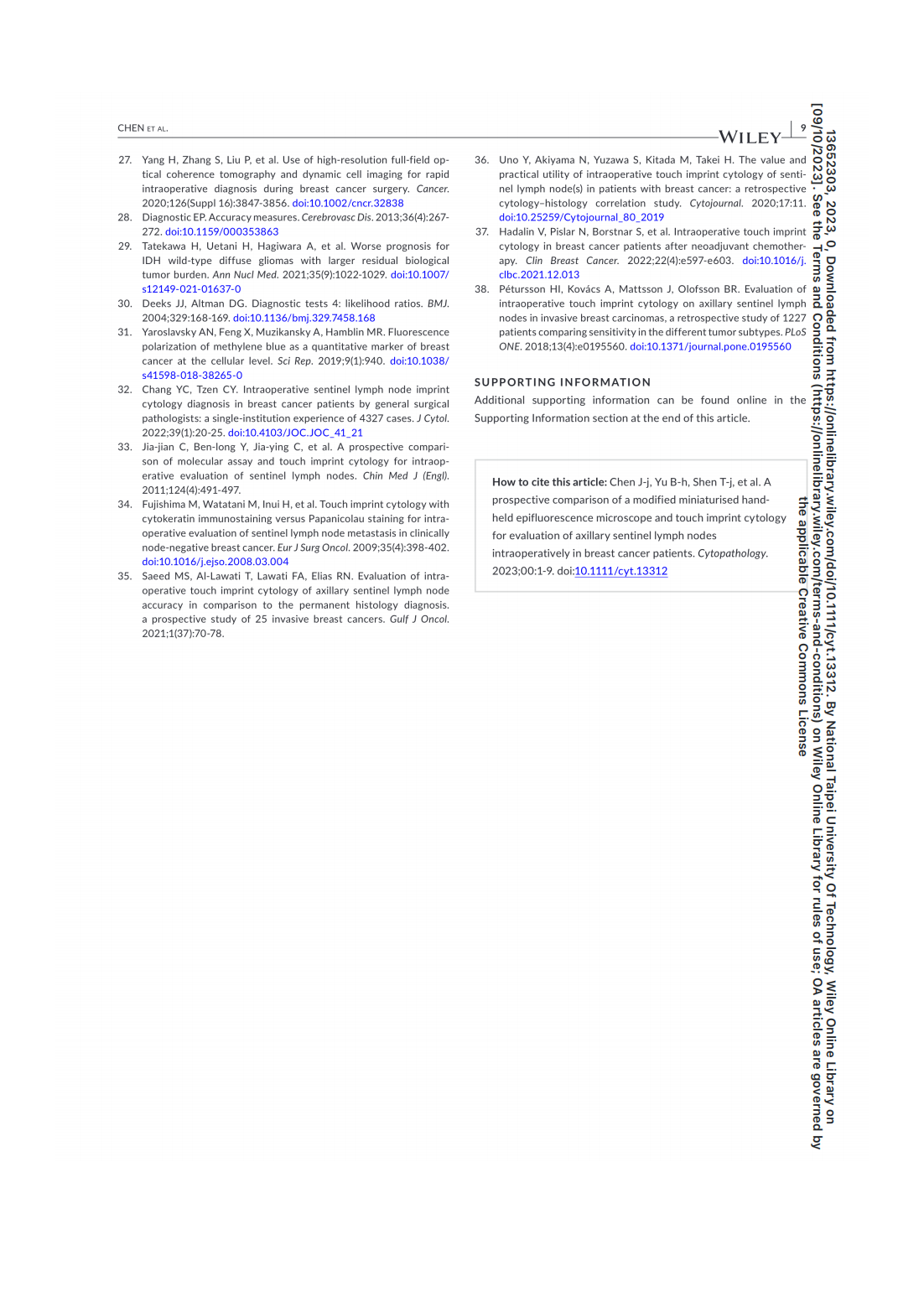 A prospective comparison of a modified miniaturised hand-held epifluorescence microscope and touch imprint cytologyfor evaluation of axillary sentinel lymph nodes intraoperativelyin breast cancer pati(圖9)